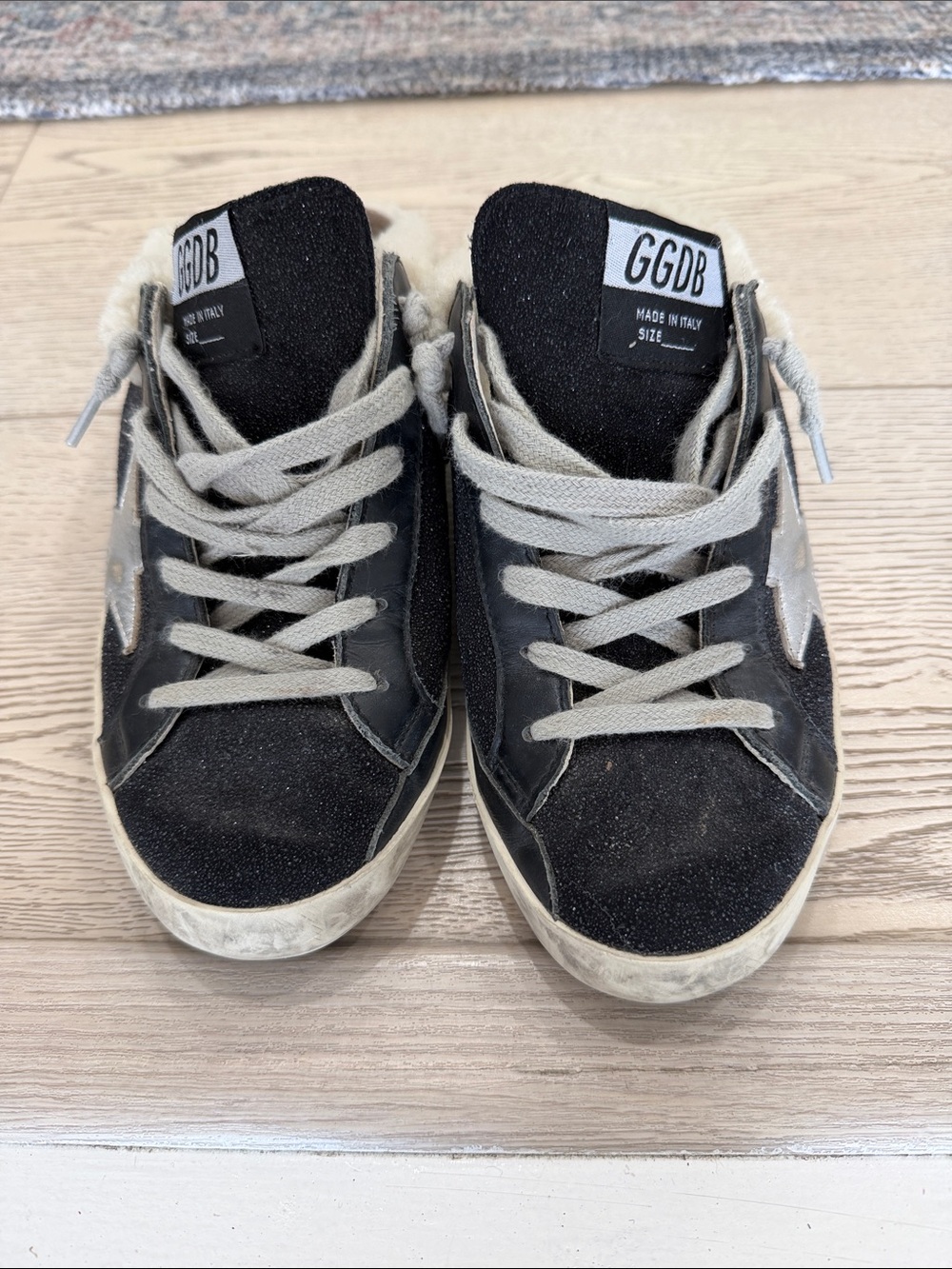 Golden Goose Black & Gray Low-Top Sneakers with Silver Star